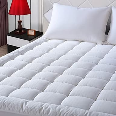 EASELAND Twin XL Mattress Pad Pillow Top Quilted Fitted Mattress Cover/ Protector Extra Long Cotton Top 8-21" Deep Pocket Cooling Mattress Topper (39x80 Inches, White) - Image 1