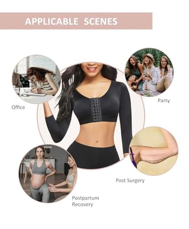 FeelinGirl Upper Arm Compression Sleeve Post Surgery Posture Corrector Tank Top Arm Slimmer Shapewear Black M - Image 5