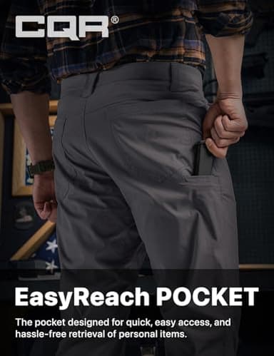 CQR Men's Vent Stretch Pants, Quick Dry Lightweight Casual Cargo Pants, Water Resistant Straight-Fit Utility Work Pants, Sedona Urban Pants Charcoal, 34W x 30L - Image 7