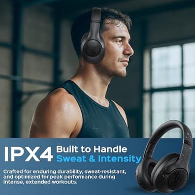 TREBLAB Z2 Hybrid Active Noise Cancelling Workout Headphones - Signature-HD Sound, Deep Bass, 58H Battery, Comfortable, Foldable Over Ear Bluetooth Headphones Wireless w/Mic for Calls, for Gym, Sport - Image 7