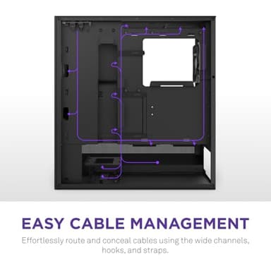 NZXT H5 Flow 2024 - Compact ATX Mid-Tower PC Gaming Case - High Airflow - 2 x 120mm Fans Included - 360mm Front & 240mm Top Radiator Support - Cable Management System - Tempered Glass - Black - Image 7