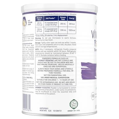 Vivonex Pediatric Elemental Powder, Hypoallergenic Formula for Children Ages 1-13,Tube Feeding or Oral Supplementation, Unflavored, 14.1 oz, Pack of 6 - Image 5