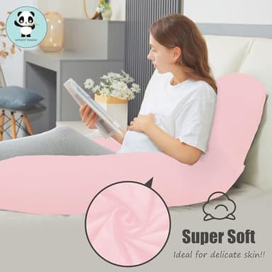 HIPHOP PANDA U-Shaped Pregnancy Pillow for Sleeping - Full Body Maternity Support Pillow with Removable Cover - Comfort for Back, HIPS, Legs, Belly - 57 Inch for Pregnant Women, Pink - Image 3