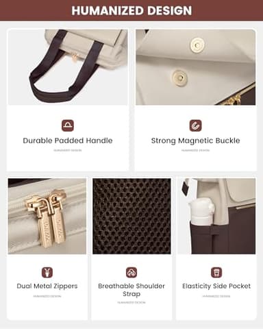 LOVEVOOK Laptop Backpack for Women, 15.6 Inch Work Laptop Bag with USB Port, Fashion Teacher Nurse Backpack Purse, Waterproof Travel Computer Backpack with Organizer Bag, 2PCS, Apricot-Coffee - Image 4