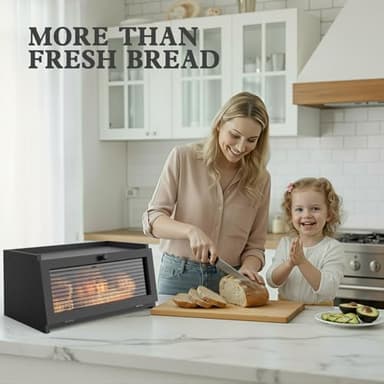 LOHASOK Bread Box for Kitchen Countertop Large Bread Box Farmhouse Bread Container Bread Storage with Window Bread Holder Black - Image 5