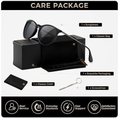 SUNGAIT Premium Vintage Round Sunglasses for Women Men Classic Retro Trendy Style (Black Frame(Matte Finish)/Polarized Grey Lens) 1567 PGHKH - Image 6