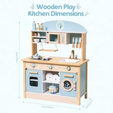 ROBUD Wooden Play Kitchen Set for Kids Toddlers, Toy Kitchen Gift for Boys Girls, Age 3+ - Image 5