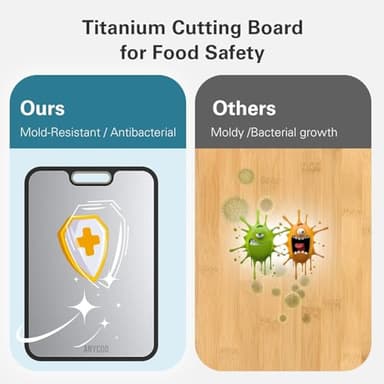 Titanium Cutting Board, Cutting Boards for Kitchen Double Sided, Pure Titanium/Wheat Straw PP Chopping Board, Large Size 15.2"×10.4", Dishwasher Safe - Image 4