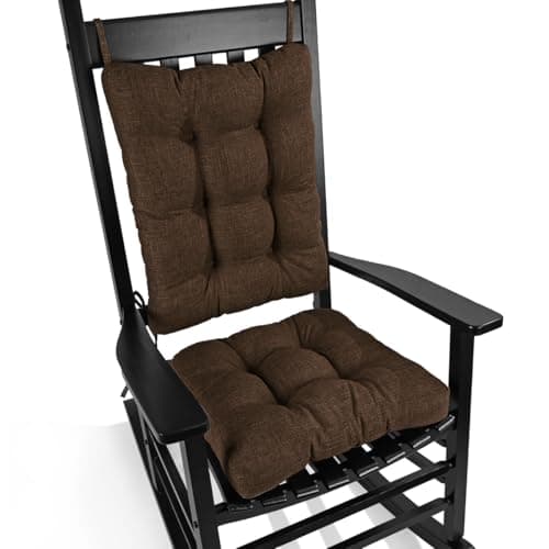 BUYUE Chair Cushion Set for Rocking Chair, Back Pillow & Seat Cushion with Ties, Original Woven Fabric Non-Slip Chair Pads for Elderly Sitting, Chocolate - Image 1