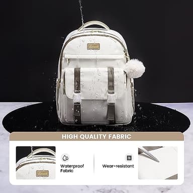 LOVEVOOK School Backpack for Teen Girls, Student Backpack Purse for 14-16 Teenage, Cute Kid Bookbag, Back to School Backpacks Fit 15.6 Inch Laptop, Large College Travel Bag, Beige-khaki - Image 5