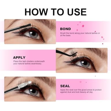 LA MAESII Lash Cluster Glue,Lash Bond and Seal Waterproof,Bond & Seal Lash Glue for Eyelash Cluster,Black Long-Lasting 72H Latex Free(10ml) - Image 5