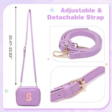 Viverte Toddler Purse Little Girl Crossbody Purse Initial PU Leather Crossbody Bags for Girls Personalized Birthday Christmas Gifts for 6 7 8 9 10 Year Old Girl (Lavender S) - Image 5
