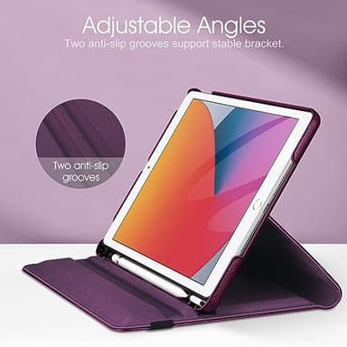 Fintie Rotating Case for iPad 9th Generation (2021) / 8th Generation (2020) / 7th Gen (2019) 10.2 Inch - 360 Degree Rotating Stand Cover with Pencil Holder, Auto Wake Sleep, Purple - Image 8