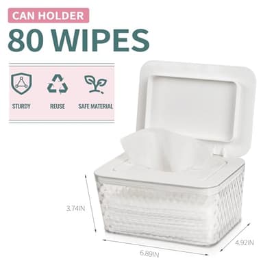 Whiidoom Wipes Dispenser, One-Handed Operation Wipe Holder for Baby & Adult, Seal-Designed Wipes Container for Bathroom Keep Diaper Wipes Fresh (White) - Image 2