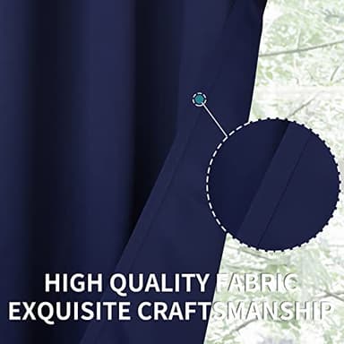 BGment Blackout Curtains for Bedroom 48 Inches Length - Rod Pocket Thermal Insulated Room Darkening Curtain Window Drapes for Cafe Kitchen, 42 x 48 Inch, 2 Panels, Navy Blue - Image 5