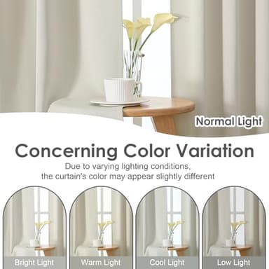 Chyhomenyc Blackout Curtains for Bedroom 84 Inch Length 2 Panels Set, Solid Thermal Insulated Noise Reducing Window Treatment, Modern Privacy Rod Pocket Back Tab Curtains, 40Wx84L, Pearl Natural - Image 6