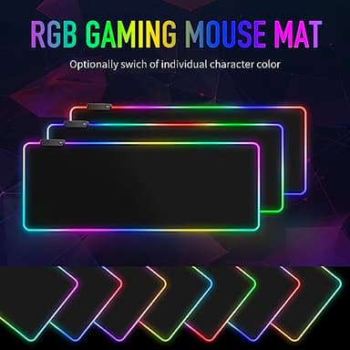 Large RGB Gaming Mouse Pad -15 Light Modes Touch Control Extended Soft Computer Keyboard Mat Non-Slip Rubber Base for Gamer Esports Pros 31.5X11.8 - Image 3