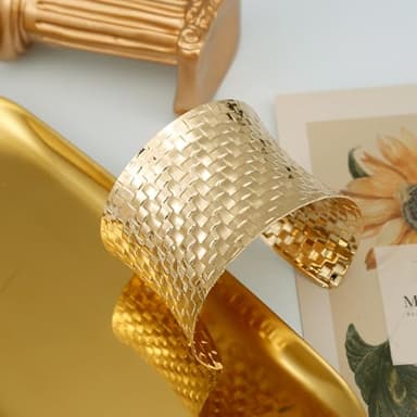 BOMAIL Gold Cuff Bracelets for Women Arm Cuff Upper Arm Band Cuff Bracelet Open Wide Bracelets Gold Wrist Cuff Bracelet Jewelry - Image 3