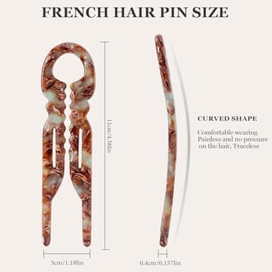 Prestige French Hair Pins - Serrated Anti-Slip Design, Curved Angle for Better Head Fit, New Elegant Hair Accessories for Women, Suitable for All Hair Types(4pcs) - Image 2