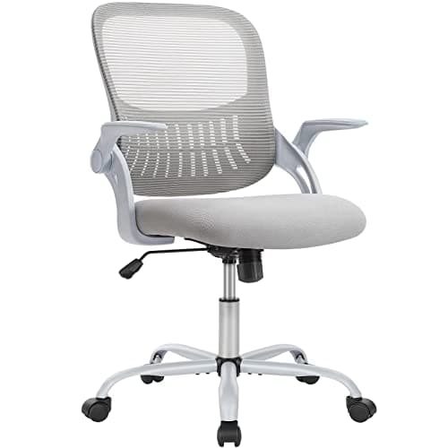 SMUG Home Office Desk Chair, Ergonomic Computer Managerial Executive Chairs Mid-Back Work Swivel Task Chairs with Wheels, Lumbar Support, Comfy Flip-up Armrest for Gaming, Study, Student - Image 1
