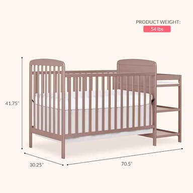 Dream On Me Anna 4 in 1 Full Size Crib and Changing Table Combo in Brown Sugar, Greenguard & JPMA Certified, Converts from Baby Crib to Toddler Bed and Day Bed - Image 3