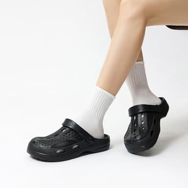 SOSOWHLTE Womens Mens Garden Clogs Shoes with Arch Support Unisex Comfort Slip-on Slippers Sandals Black Size 12-12.5 Female,11-11.5 Male - Image 2