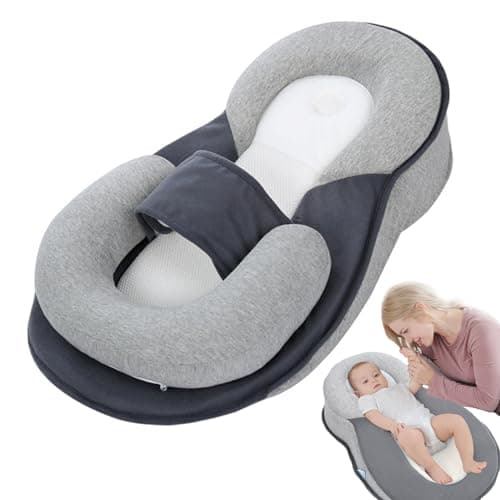 Baby Wedge Pillow for Newborn Support, Baby Feeding Support Pillow for Reducing Spit-Up, Babies Reflux Wedge Breastfeeding Pillow, Anti Reflux Newborn Feeding Pillow (Grey) - Image 1