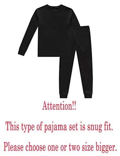 Boys Girls Kids jammiess Solid Colors 2 Piece Jammies Set Cotton Black Size 5 - Image 2