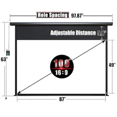 Aoxun 100" Motorized Projector Screen - Indoor and Outdoor Movies Screen 100 inch Electric 16:9 Projector Screen W/Remote Control - Image 2
