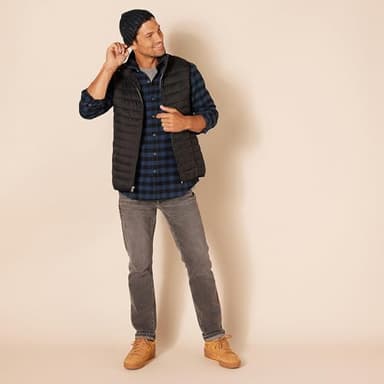 Amazon Essentials Men's Flannel Shirts Long Sleeve, Slim-Fit Button Down Plaid, Black Blue Buffalo Plaid, X-Small - Image 5