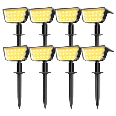 OUGELEE Solar Spot Lights Outdoor, Ultra Bright Solar Garden Lights Warm White, IP68 Waterproof Landscape Spotlights, 800LM 2700K for Yard Garden Wall Driveway, 8 Pack - Image 1