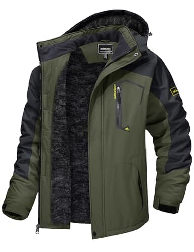 TACVASEN Men's Tactical & Snowboard Jacket - Military Winter Parka, Water Resistant, Green - Image 1