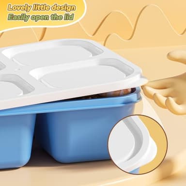 Canfanni 6 Pcs Snack Box Container Set, Reusable 3&4 Compartment Meal Prep Snack Containers for Adults Kids Toddler, BPA-Free Divided Lunchable Container for School, Work and Travel (5 Color) - Image 5