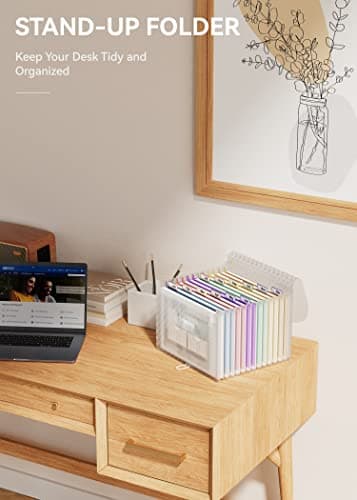 ABC life 12 Pockets Accordion File Organizer Expanding File Folders, Portable Monthly Bill Receipt Document Organizer, Expandable Accordian Filing Folder Letter A4 Size, Colored Tabs (Blue) - Image 7