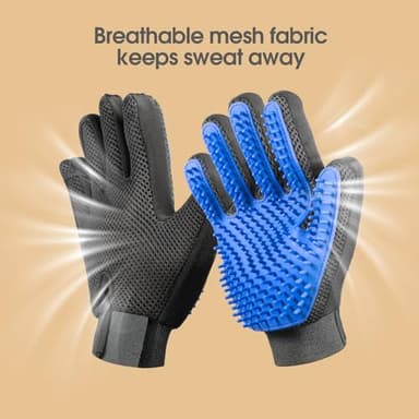 Upgrade Efficient Pet Hair Remover Gloves - Gentle Shedding Brushes for Dogs, Cats & Horses with Long and Short Hair - 1 Pair (Blue) - Image 5