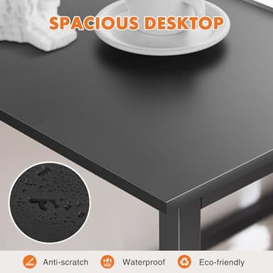 Sweetcrispy Small Computer Office Desk 32 Inch Kids Student Study Writing Work with Metal Frame Wood Tabletop Modern Simple Home Bedroom PC Table - Black - Image 7