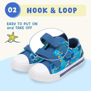 FUNCOO PLUS Kids Light Up Shoes Toddler Canvas Sneakers with Hook and Loop for Boys, Shark, Toddler Size 10 - Image 3