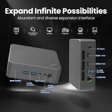 Mini PC with Alder Lake N100 CPU (up to 3.4GHz), Mini Desktop Computer PC Windows 11 Home Mini Computer with 8GB DDR4 256GB SSD 4K Dual Display Micro PC Bluetooth5.2/WiFi6/USB3.2 - Image 5