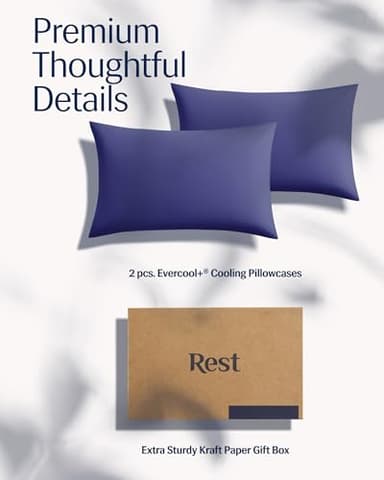 REST® Evercool®+ Cooling Pillowcases Standard - 2 Pillowcases for Sensitive Skin, Silver Infused Fabric for Hygienic Sleep, Silky Smooth for Curly Hair, High Elastic for Snug Fit (19x29 inches) - Image 6