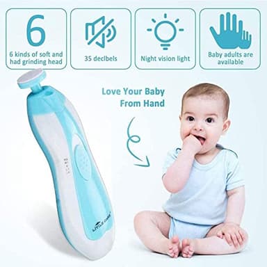 Baby Nail Trimmer Electric,Baby Nail Clippers, 6 in 1 Baby Nail File,Nail File Baby Grooming Kit Manicure Set for Toddler or Adults (Blue) - Image 8