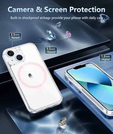 FNTCASE for iPhone 13 Mini Case: iPhone 12 Mini Magnetic Slim Clear Case | Military Grade Protective & Shockproof Drop Protection Anti-Yellowing Transparent Thin Cell Phone Cover (F-Pink) - Image 5