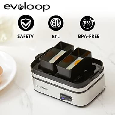 Evoloop Rapid Egg Cooker Electric 6 Eggs Capacity, Soft, Medium, Hard Boiled, Poacher, Omelet Maker Egg Poacher With Auto Shut-Off, BPA Free - Image 7