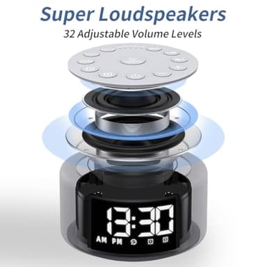White Noise Sound Machine Alarm Clock Brown Noise Machine Night Light with Dual Alarms Backup Battery 30 Sleeping Sounds for Baby Kids Adults 32 Level Volume 5 Timers 15 Wake Up Sounds Memory Function - Image 7