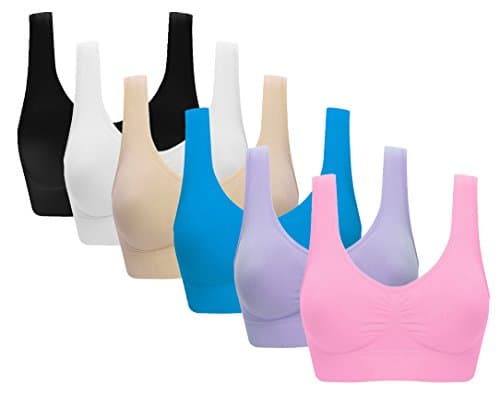 Vermilion Bird Women's 6 Pack Seamless Comfortable Sports Bra with Removable Pads Pack of 6 5XL - Image 1