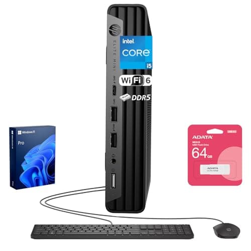HP Elite 600 Mini Business Desktop, 13th Gen Intel 14-Core i5-13500T, 32GB DDR5 RAM, 1TB SSD, RJ-45, Wi-Fi 6, DP Port, HDMI, Win 11 Pro, Black, Bundle with UC310 64GB USB Flash Drive Retail White - Image 1