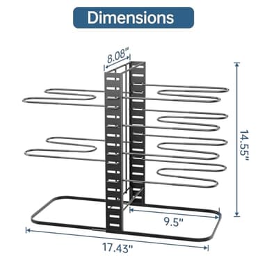ORDORA Pots and Pans Organizer under Cabinet 14.55 Height, Adjustable 8-Tier Pot Organizers inside Cabinet, Kitchen Organizers and Storage Fit 6-11 inch Lightweight Cookware - Image 4