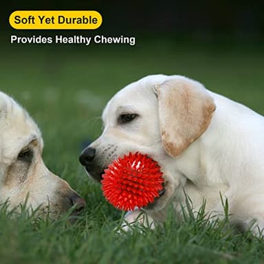 VITEVER 3.5” Squeaky Dog Toy Balls (6 Colors) Puppy Chew Toys for Teething, BPA Free Non-Toxic, Spikey Dog Balls for Medium, Large & Small Dogs, Durable Toys for Aggressive Chewers - Image 5