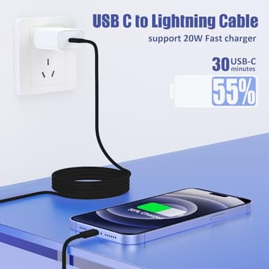 4Pack USB C to Lightning Cable 6FT, Fast Charging Cord for iPhone 14, Replacement for Apple Original Charger Cable for iPhone 14 13 12 11 Pro 11 XS MAX XR 8 7 6s Plus-Black - Image 2