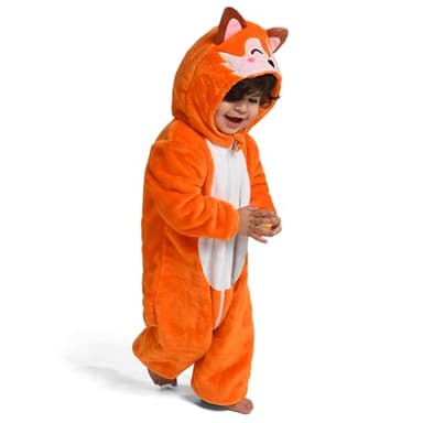Spooktacular Creations Halloween Baby Fox Pajama, Romper Toddler Animal Costume One-piece Pajama, Zip-up Romper Hooded Jumpsuit Halloween Costume - Image 3