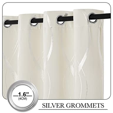 NICETOWN Blackout Curtains Panels for Bedroom, Microfiber Noise Reducing Thermal Insulated Wave Line Foil Print Design Blackout Curtains for Patio Sliding Glass Door (Beige, 2 Panels, 42 x 84 Inch) - Image 3